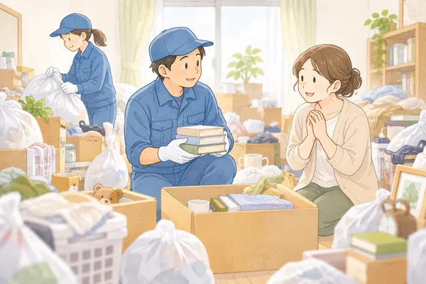 ゴミ屋敷になってしまった部屋でも、片付けてもらえますかを解説するイラスト