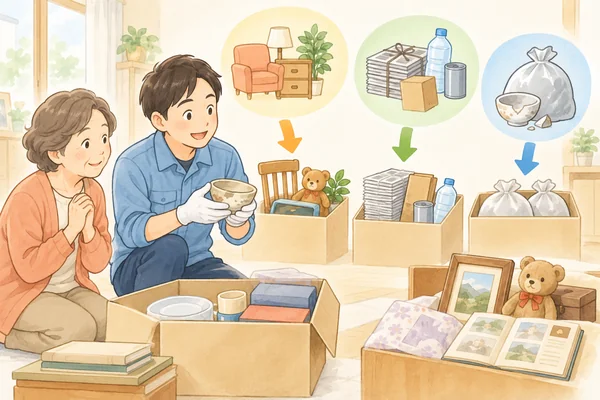 値段が付かなかった品物は、どうなりますかを解説するイラスト