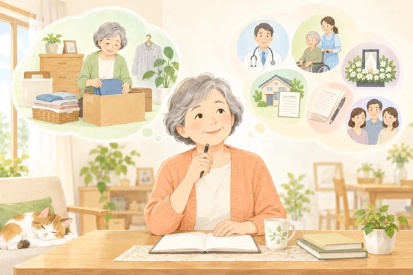 生前整理と終活は何が違うのですかを解説するイラスト